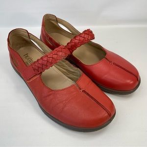 Hotter Ortholite Womens Size 9 Shake Mary Janes Shoes Flats Leather Red Comfort